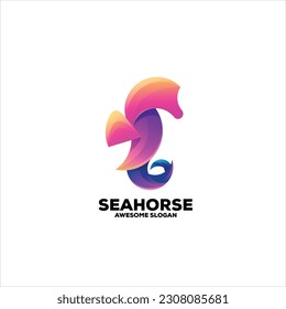 Seahorse gradient design logo abstract colorful