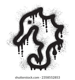  Seahorse graffiti with black spray paint