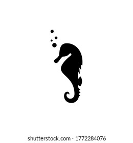 Seahorse graphic icon. Seahorse black sign isolated on white background. Sea life symbol. Tattoo. Logo. Vector illustration

