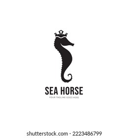 Seahorse Graphic Style. Silhouette Illustration Of Marine Life. Vector Flat Logo Icon.