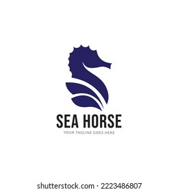 Seahorse Graphic Style. Silhouette Illustration Of Marine Life. Vector Flat Logo Icon.