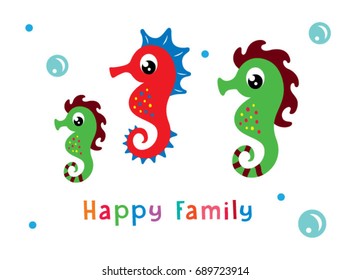 seahorse happy family vector design