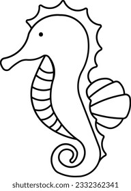 seahorse hippocampus horse sea animal Outline eps