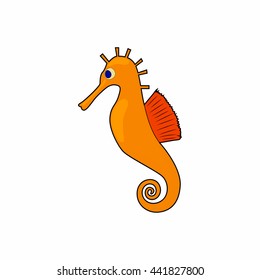 Seahorse, hippocampus icon in cartoon style on a white background