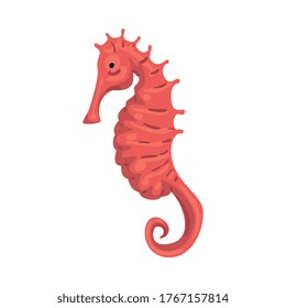 Seahorse or Hippocampus, Marine Life Element, Sea or Ocean Creature Vector Illustration