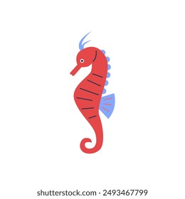 Seahorse icon. Cartoon sea horse fish, underwater animal. Vector isolated aquatic seahorse pink creature with long curve tail. Tropical ocean fauna hippocampus marine wildlife inhabitant