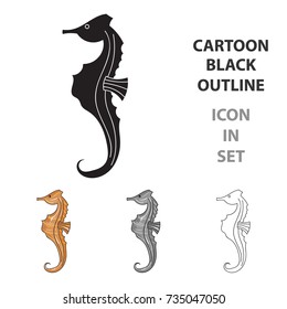 Seahorse icon in cartoon style isolated on white background. Sea animals symbol stock vector illustration.
