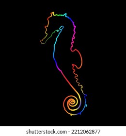seahorse icon with colorful lines on black background
