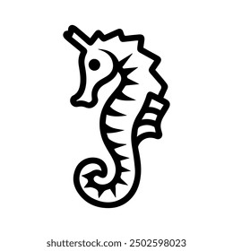 Seahorse icon or modern line symbol. Vector line art and icon design with bold outline. Black and white Pixel Perfect minimalistic symbol isolated white background. Silhouette simple thin sign