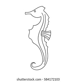 Seahorse icon in outline style isolated on white background. Sea animals symbol stock vector illustration.