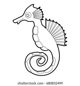Seahorse icon in outline style isolated on white vector illustration