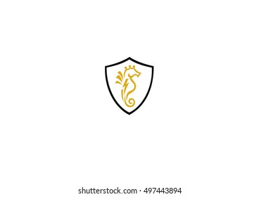 seahorse icon shield logo