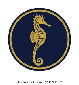 Seahorse icon. Seahorse sign in the circle isolated on white background. Sea life symbol. Vector illustration