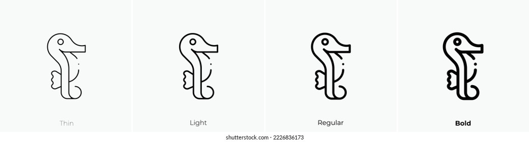 seahorse icon. Thin, Light Regular And Bold style design isolated on white background