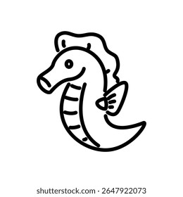 seahorse icon vector, line style icon