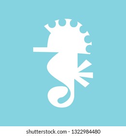 Seahorse icon vector on blue background. Seahorse simple element illustration. Vector illustration. EPS 10.