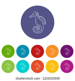 Seahorse icons color set vector for any web design on white background