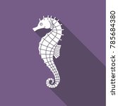 Seahorse illustration. Flat vector icon with shadow