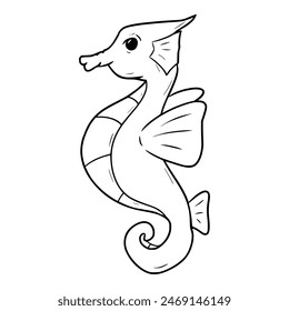 seahorse illustration outline isolated vector