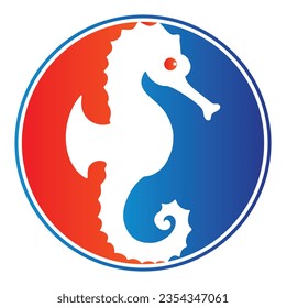 Seahorse inside a shape of circle vector illustration 