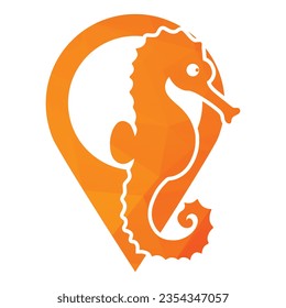 Seahorse inside a shape of pin location vector illustration 