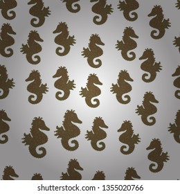 Seahorse isolated on white, brown, green background. Sketch, doodle, scribble. Suitable for packaging. Endless. Picture. Illustration. Watercolor. Vector. Clip Art. Cute girly seamless drawn by hand.