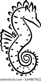 Seahorse line art for ocean-themed branding eco label design marine packaging minimal decorVector illustration