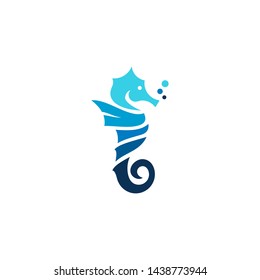 seahorse logo blue flat monogram