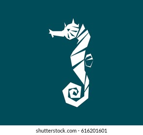 Seahorse logo. Dark background. Vector.
