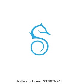 seahorse logo design template with letter s