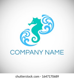 Seahorse logo design template. Vector illustration