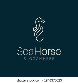 Seahorse Logo with a Line style logotype Vector Design Icon. Minimalist Unique Simple Sign Animal Mono Line