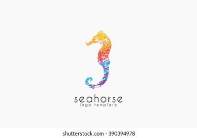 Seahorse logo. Sea logo. Water logo. Ocean logo. Beautiful logo. Colorful logo design. Creative logo