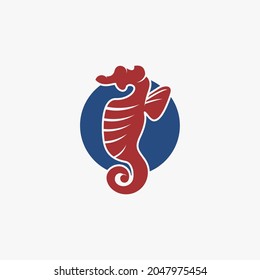 logotipo de caballito de mar y círculo simple. ilustración vectorial para logotipo o icono
