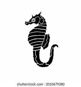 Seahorse Logo. Tattoo Design. Stencil Vector Illustration.