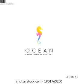 Seahorse. Logo template. Cute animal