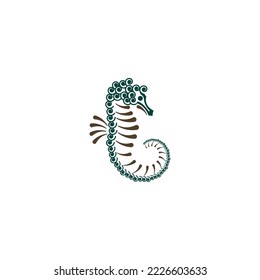 Seahorse logo template vector with spiral ornament around it, Perfect to use for any business especially seahorse animals.