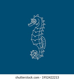 Seahorse Logo in a Trendy Minimal Linear Style. Sea Animal Icon for Website, T-Shirt Print, Tattoo, Social Media Post