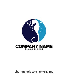 Seahorse Logo Vector In Blue