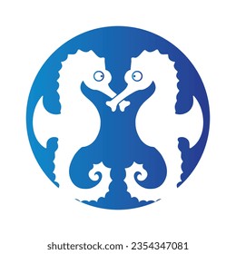 Seahorse love concept inside the shape of circle vector illustration 