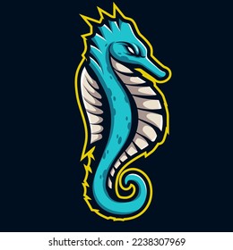 Seahorse mascot sport logo design. Sea horse mascot vector illustration logo Vector illustration in green and yellow color