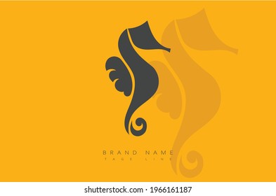 Seahorse Minimal  logo. Creative Sea horse vector