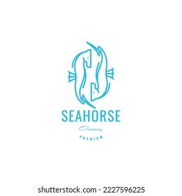 seahorse minimalist line modern logo design vector