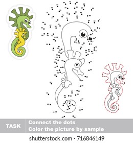 Seahorse mother and her baby. Dot to dot educational game for kids.