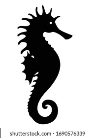 Caballo de mar - Habitante del océano - Silhouette para logo o pictograma. Icono de la silueta negra del caballito de mar para tu logo