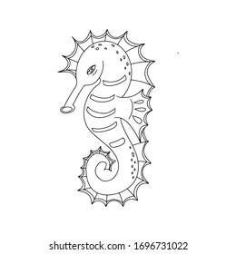 Seahorse outline vector illustration animals marine isolated object on white background