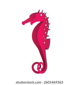 Seahorse paper cut vector illustration