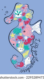 seahorse pattern repeat vector bright seashell 