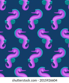 SeaHorse pattern seamless. Sea Horse vector background. Sea animal ornament