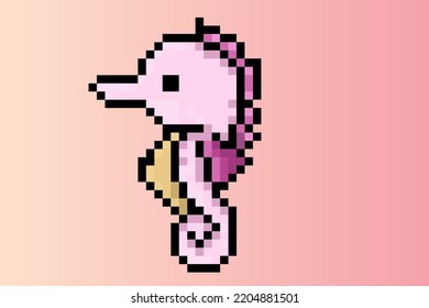 seahorse pixel art design for sea animal content